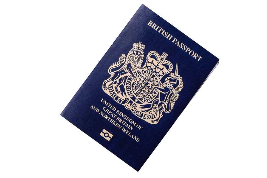 British passport for travelling, flying and doing business. UK document